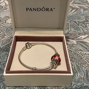 Pandora bracelet with three charms